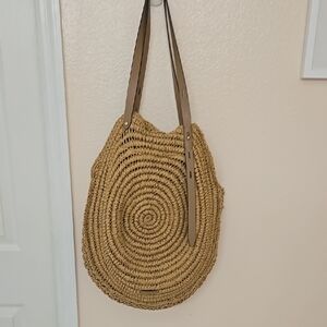 Tan Woven Shoulder Bag